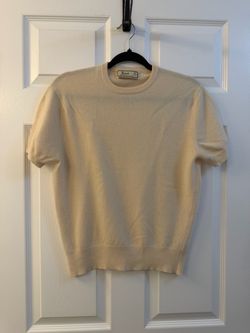 Vintage Harrods Glenmac 100% Cashmere Short Sleeve Sweater Scotland Aprox S