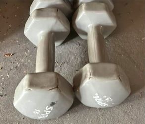 15lb rubber dumbells. 3 sets avail. 20. Ea. set
