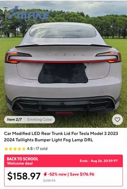 Tesla LED rear trunk light mode 3