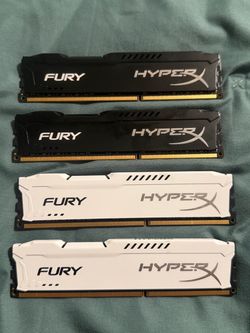 32GB HyperX Fury RAM (4x8GB DDR3 1866MHz) – Black & White