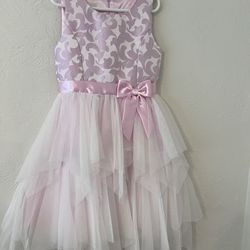 Girls American Princess Pink Formal Dress with Bowtie Size 8