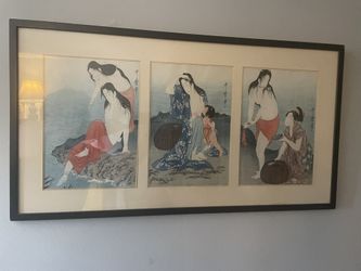 Ukiyo Abalone Divers Tryptych Utamaro