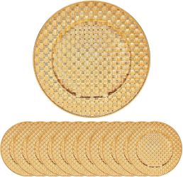 24 Pack Reusable Gold Charger Plates, 13 Inch  -NEW (2549/3)