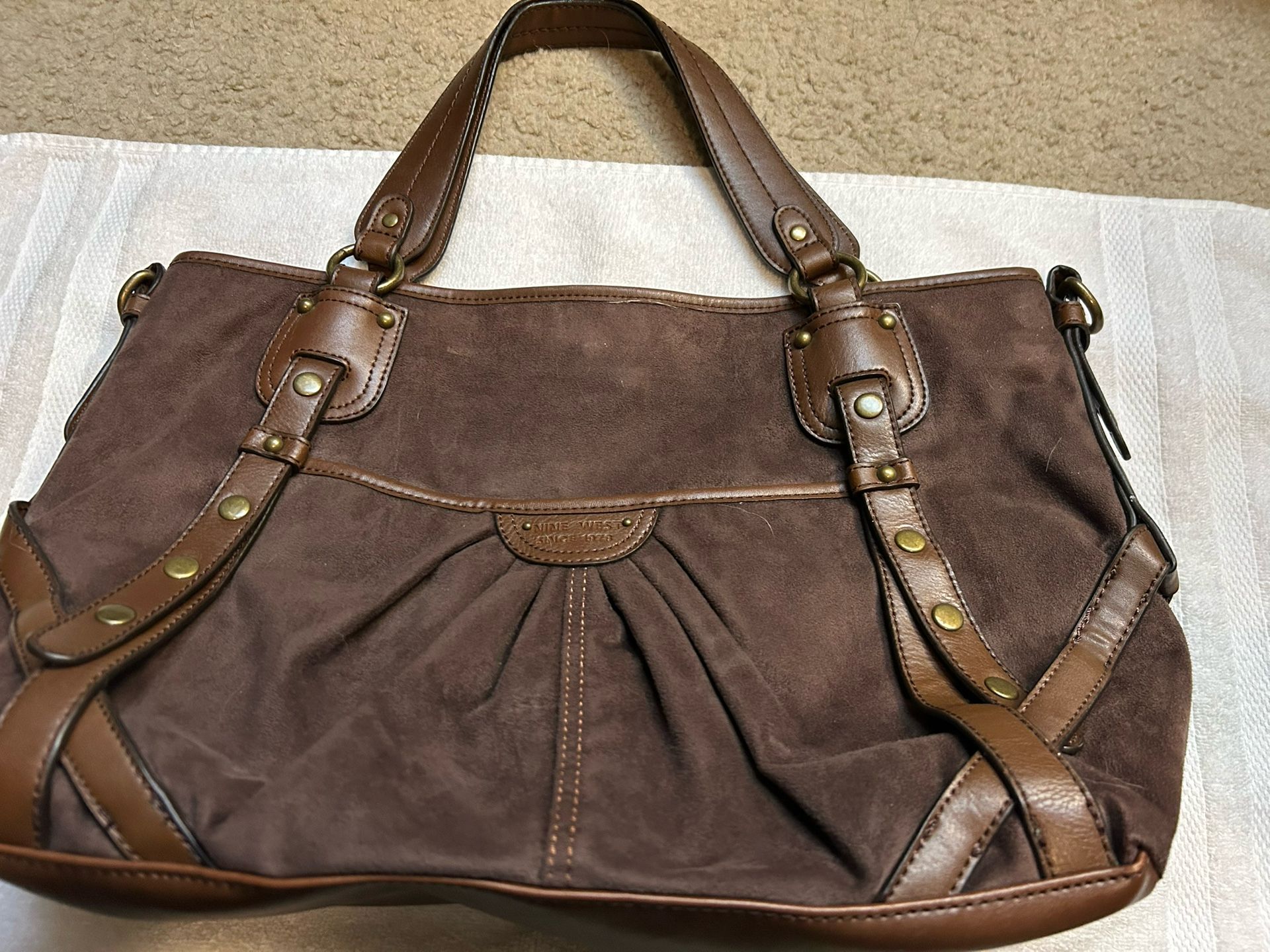 New 9 West Leather And Suede Purse 