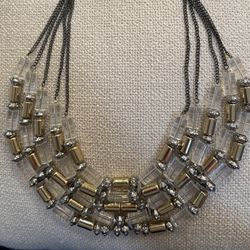 Chunky Clear And Gold Necklace