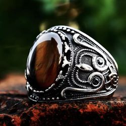 High Quality Stainless Steel Tiger Eye Ring 