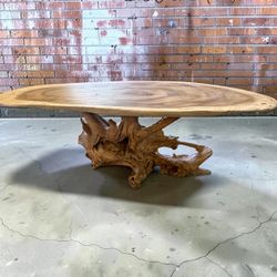 91”-28”-33” Live Edge Slab with Root Base Table
