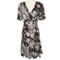 Ralph Lauren Women’s Brown Floral Print Dress Size 2