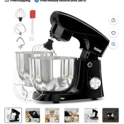 OSTBA Stand Mixer, 4.5+5L Two Stainless Steel Bowls, 10+P Speed 1500W Tilt-Head Food Mixer with Dough Hook,Beater & Whisk, Dishwasher Safe