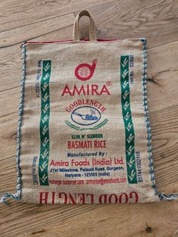 Grocery bag upcycled burlap.