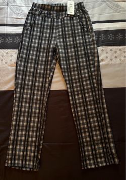 Women’s Plaid Straight-Leg Trousers with Tags