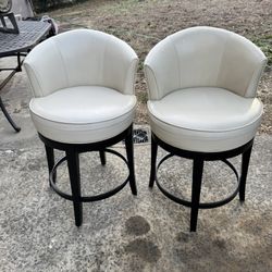 2 Leather Stools 