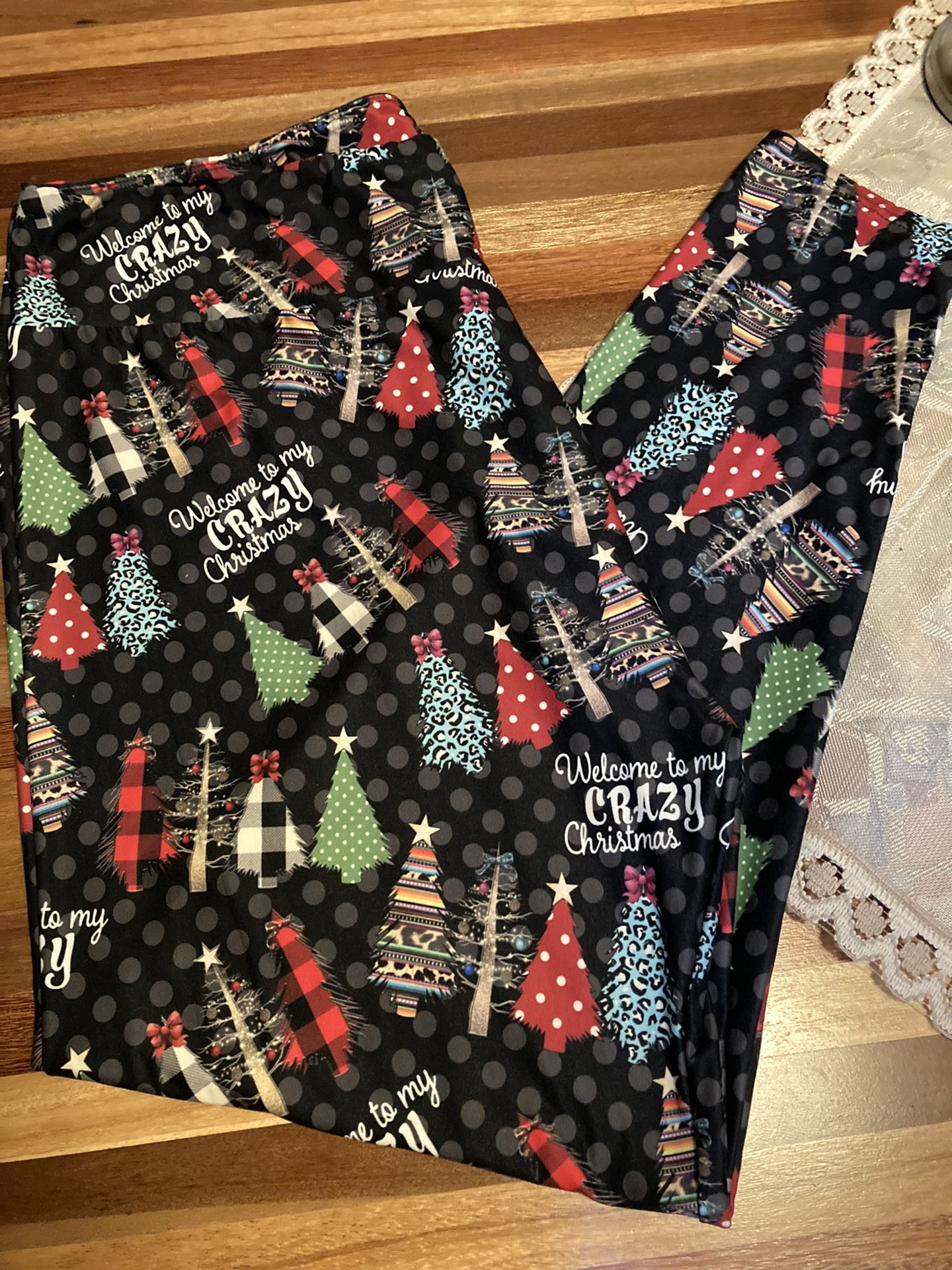LulaRoe TC2 Leggings Welcome To My CRAZY Christmas LNWT