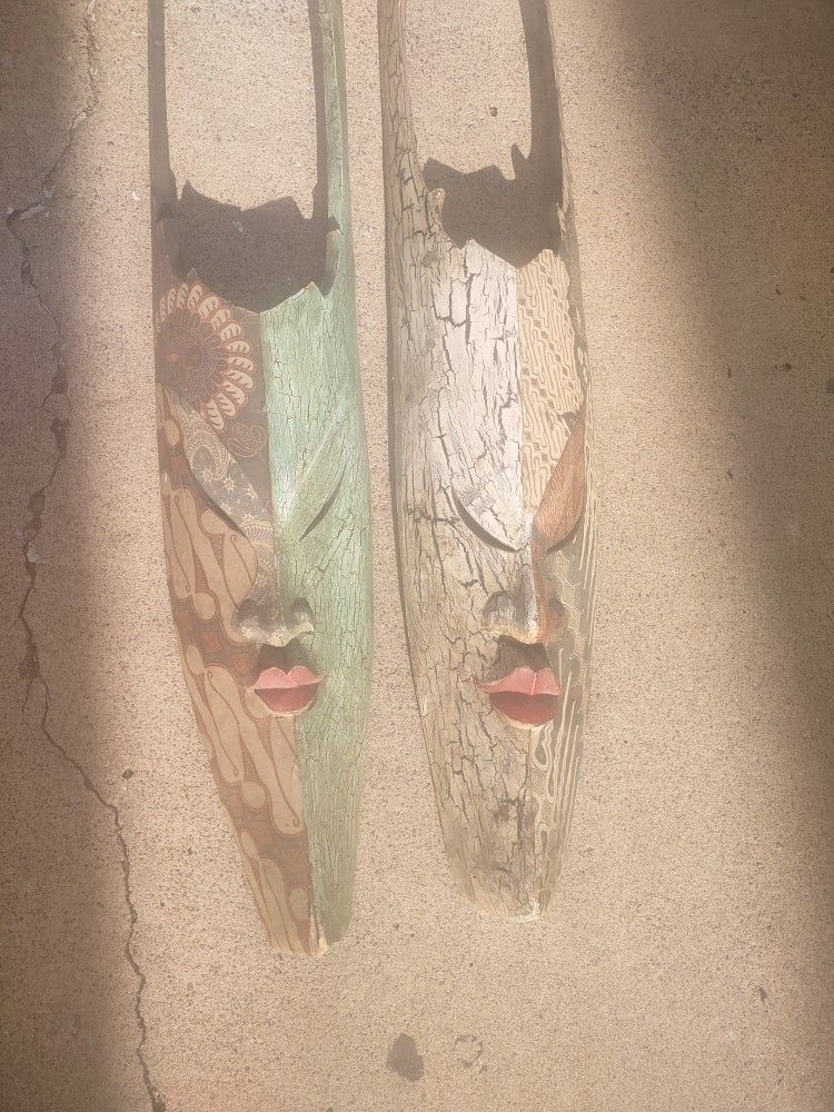 Hand Carved Wooden Wall Masks Only $80