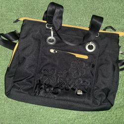 Petunia Pickle Bottom Boxy Backpack Diaper Bag – Black & Yellow Floral Interior