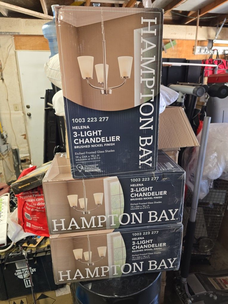 Hampton Bay 3 Light Chandelier Brushed Nickel Finish