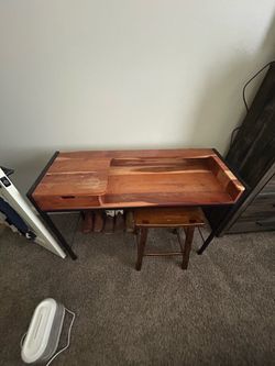 Wooden desk with stool