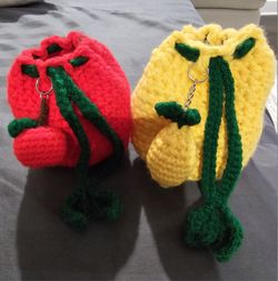 Handmade Crochet Small Pouch With Charm 