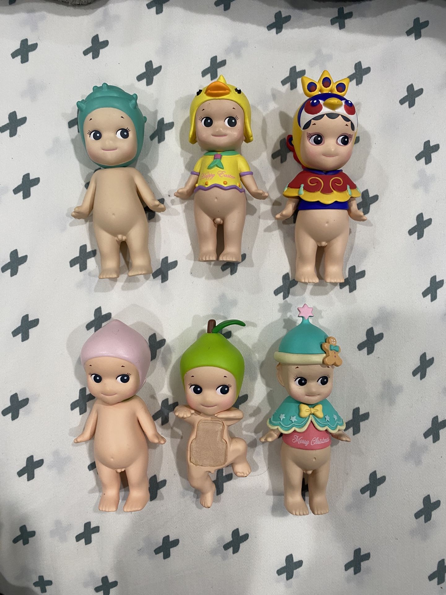 5 Sonny Angel Bundle Plus 1 Hipper(used) - Peacock, Peach, Seashell, Christmas Secret, Easter And Pear Hipper