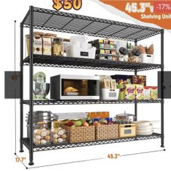 βοΈ 45.3"Wx17.7"Dx63"H REIBII  Wire Shelving, 4-Tier Adjustable, Storage Rack Metal Wire Shelves