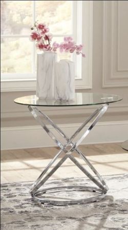 ASHLEY End Table Chrom and Glass Ashly