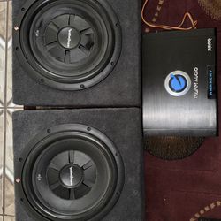 2 rockford fosgate 12” subwoofer with box And Amplifier 2500 Wats 