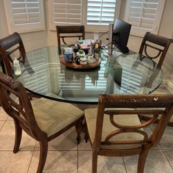 66” ROUND GLASS DINING Table 6 Chair & Base