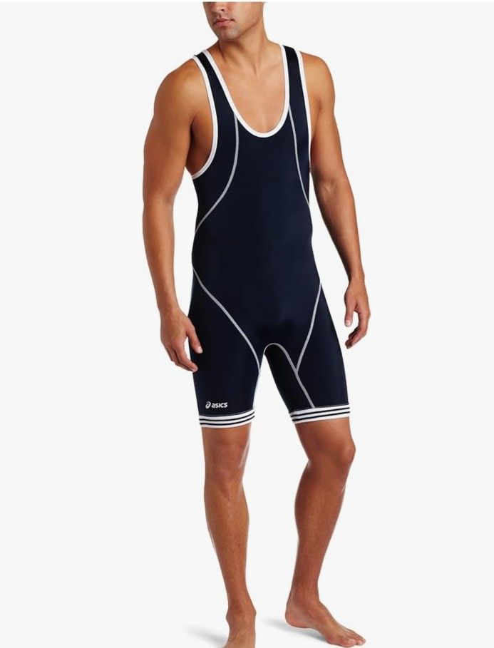 ASICS Men's Wrestling Singlet Black Bodysuit Jumpsuit Underwear L