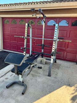 Weight Bench with Squat Rack and Barbell