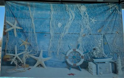 Marine life with netting clothe backdrop