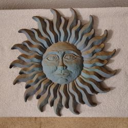 Sun face, sand sculpture, hanging wall art