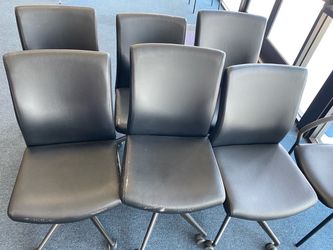 Black Leather Office Chairs Set of 6