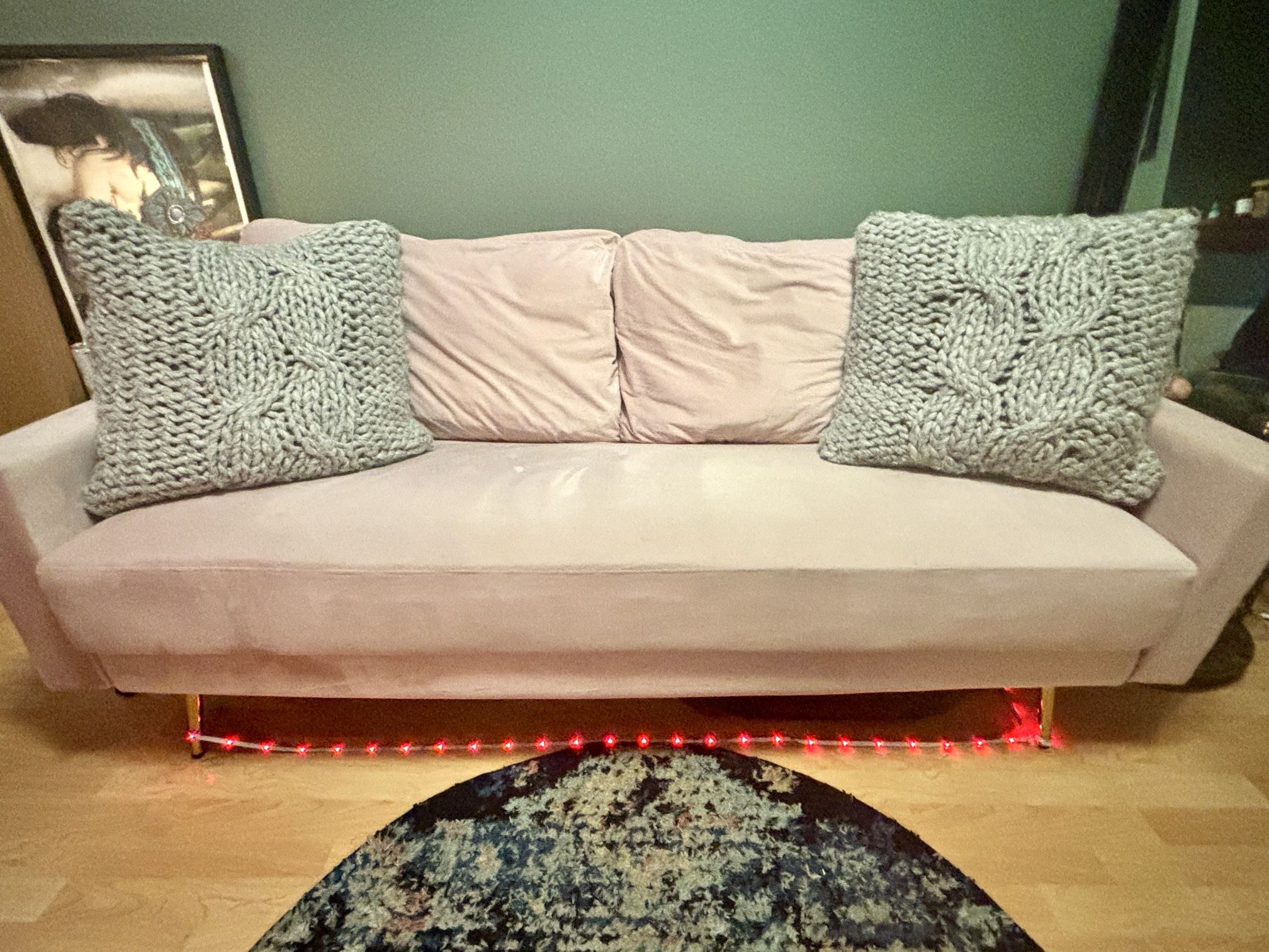 Pink Velvet Couch 