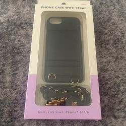 Phone Case w/Strap & Card Slots. Compatible w/ iPhone 6/7/8. New.
