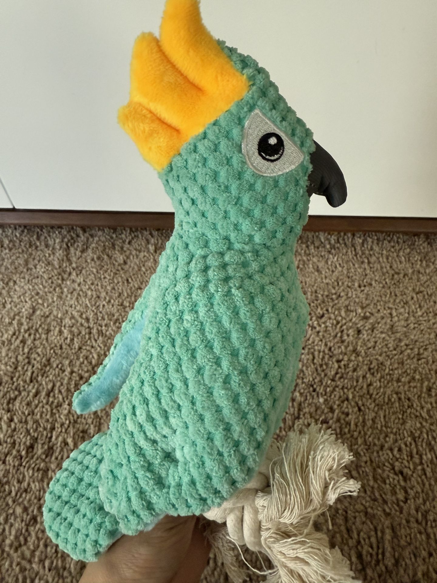 Dog Squeak Toys - Bite Resistant Vocal Toy Cute Magpie Crown Parrot Stuffed Dog Rope Toys