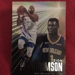 Autograph Card Signed By Pelican Star Zion Williamson.