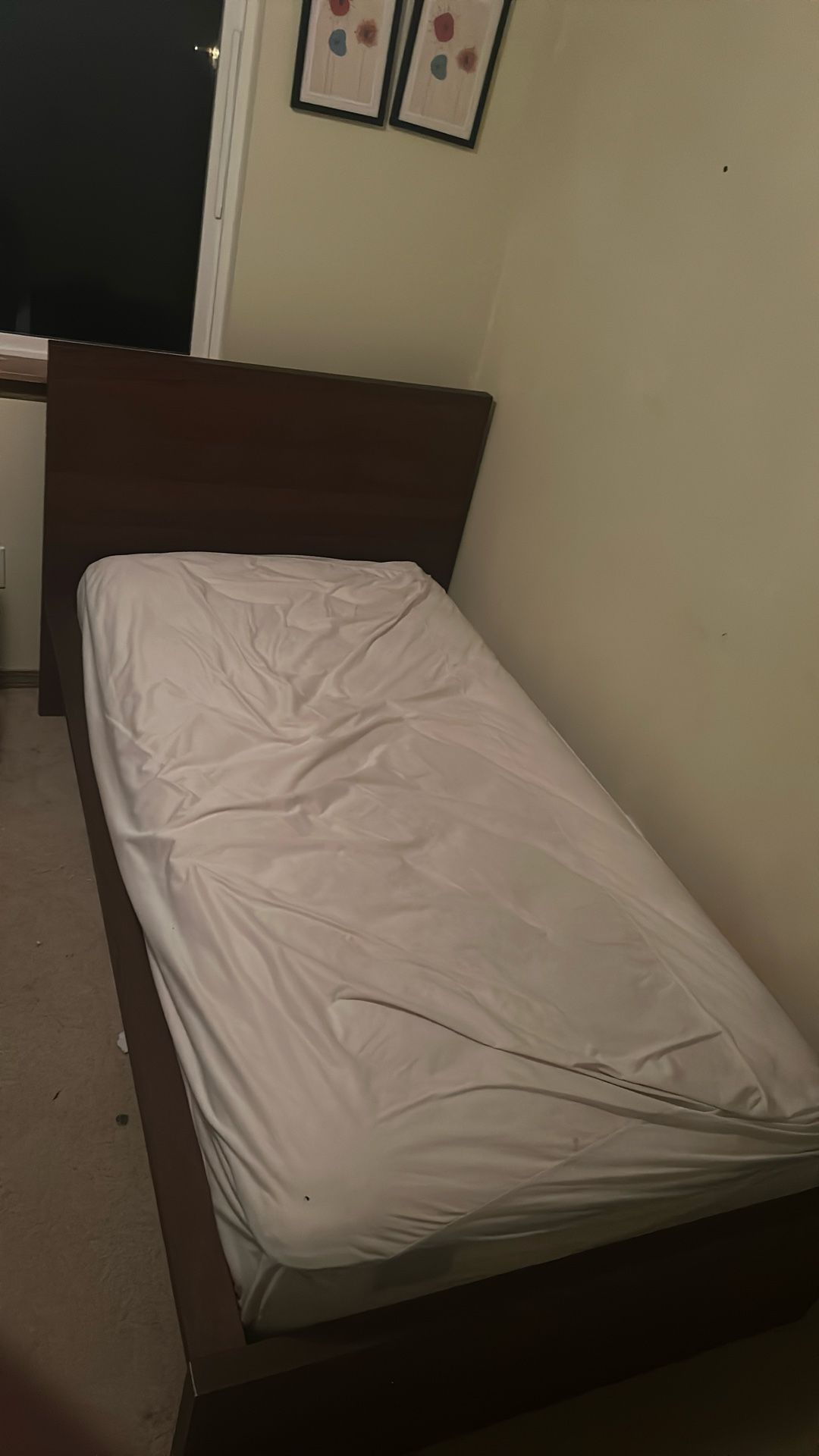 Basic Wooden Bed frame With Mattress (optional)