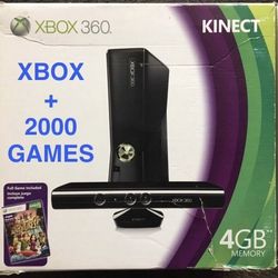 XBOX 360  + 2000 GAMES INCLUDING 5TB HARD DRIVE
