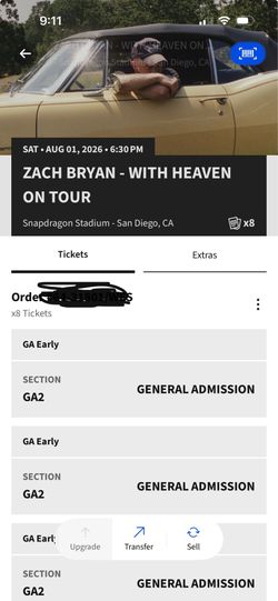 Zach Bryan 2 qty GA  8/1 paid $530 OBO