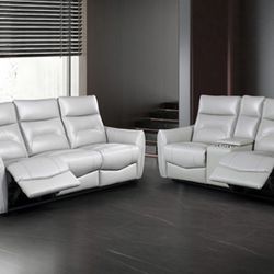 Leather Power Recliner Sofa and Loveseat Brand New