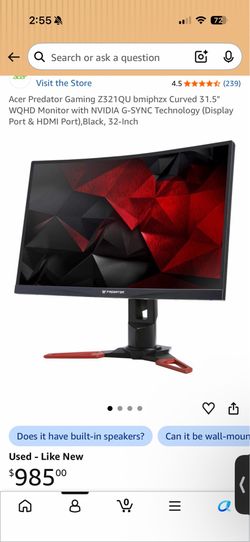 Acer Gaming Monitor 32” 165hz G-Sync