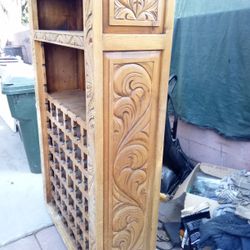 Vintage Hand Carved Wine Cabinet 