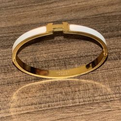 Hermes gold and white elegant bangle 