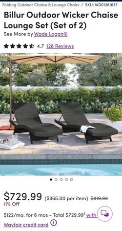 Billur Outdoor Wicker Chaise Lounge Set (Set of 2)