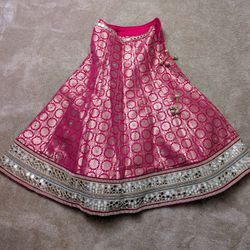 Beautiful Indian Pink Bridal Banarasi Lehenga With Removable Cancan Inside 