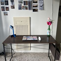 47” Minimalist Dark Wood Desk w/ Storage Pouch + Hook | $50