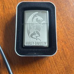 Zippo Harley Davidson Lighter Dragon Black Ice