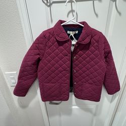 New Hope & Henry Kids Quilted Jacket Burgundy Plaid Lined Size L NWT
