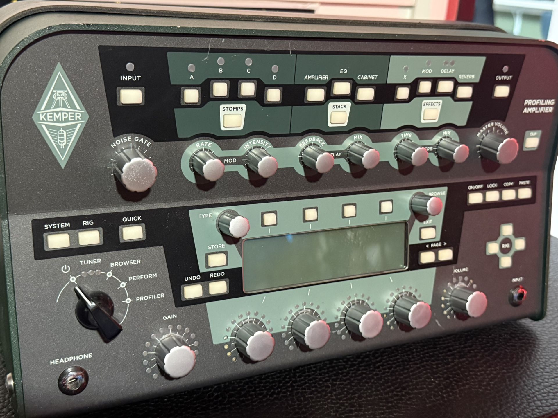 Kemper Profiler 600watts, controller, expression pedal, Line6 w/Vintage 30 and an extra Kemper Kone Speaker