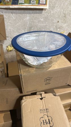 Ensaladera De 4qt Wildfloer Con Tapa Azul Princess House Nueva En Caja Precio Firme 50